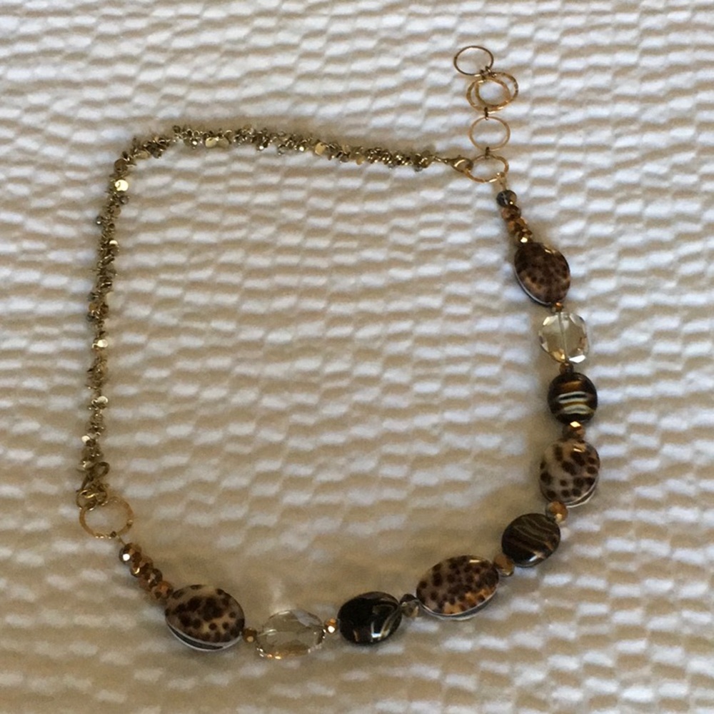 Leopard stone double stranded necklace